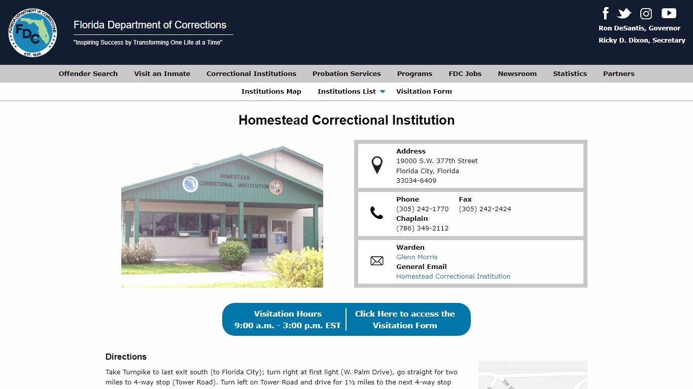 Homestead Correctional Institution -- Florida Department of Corrections