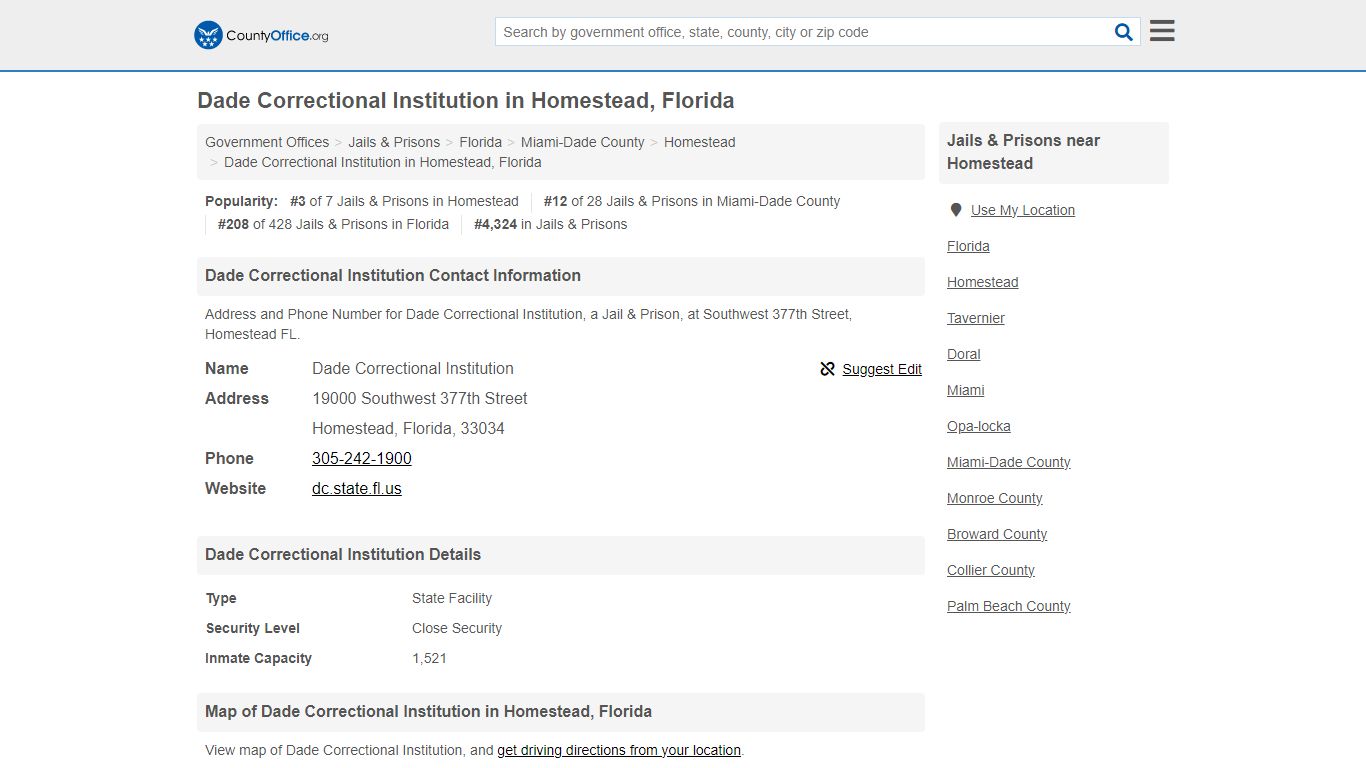 Dade Correctional Institution - Homestead, FL (Address and Phone)